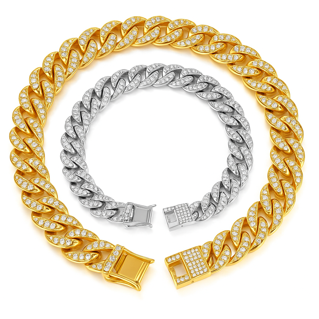Hundesmykke med Zirconia-diamanter – Bling halsbånd i gull og sølv