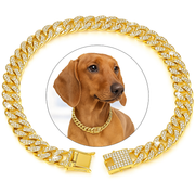 Hundesmykke med Zirconia-diamanter – Bling halsbånd i gull og sølv