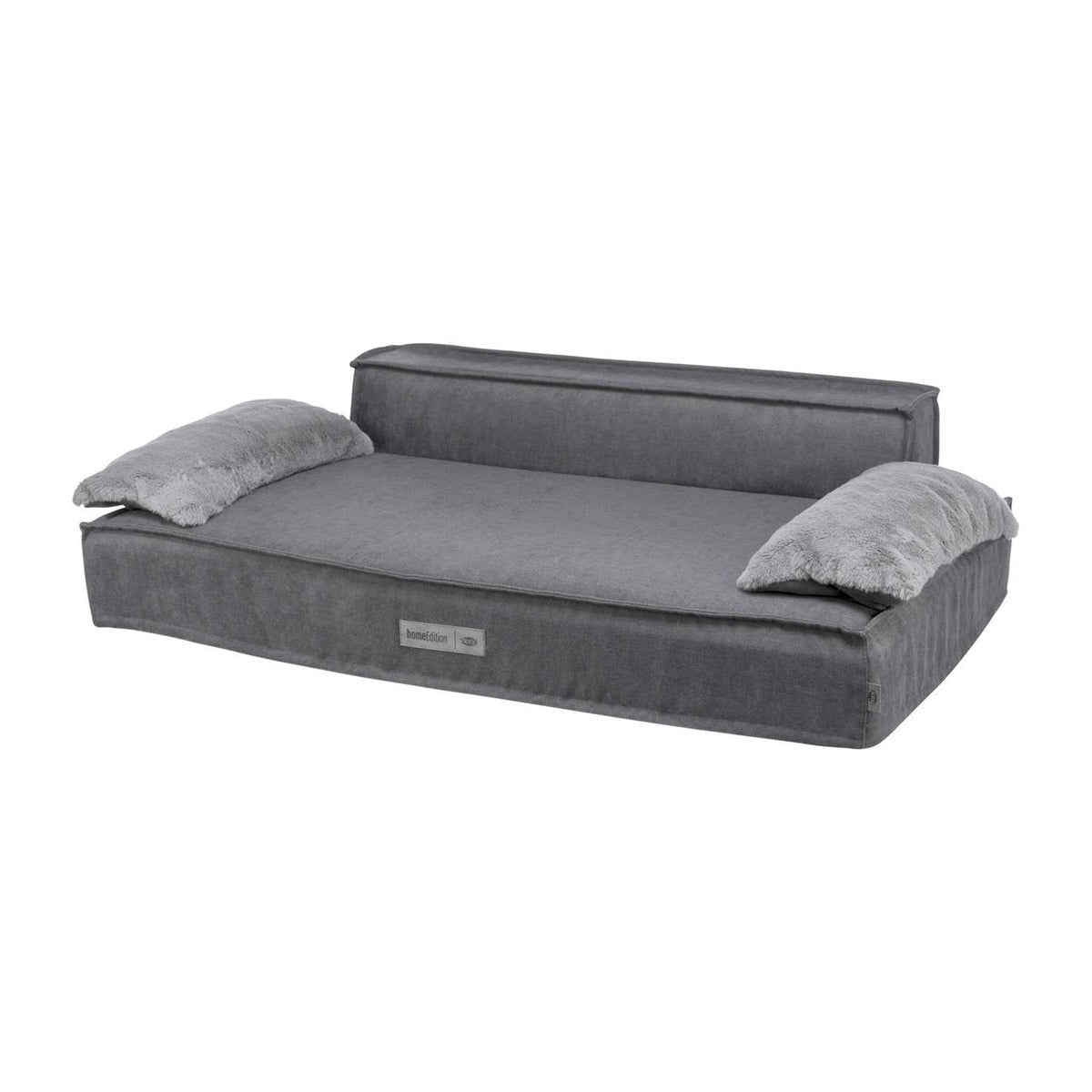 Hundesofa Liano Home Edition med avtakbart trekk, grå, på hvit bakgrunn