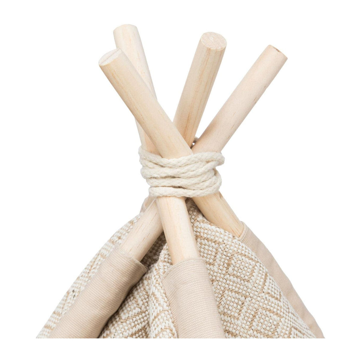 Nærbilde av hundetelt Boho i canvas og jute, beige