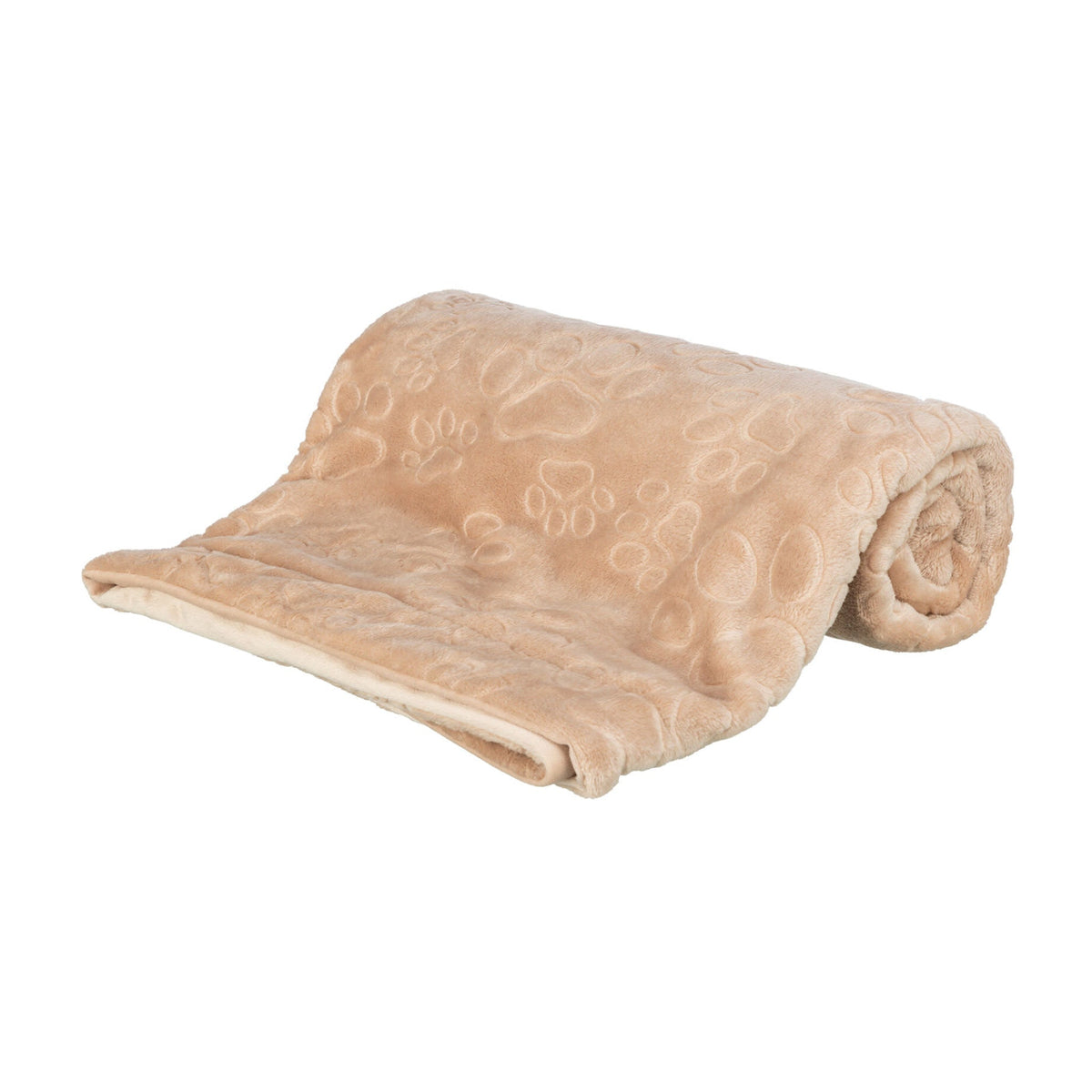 Hundeteppe Barry i softplysj med to lag, beige, på hvit bakgrunn
