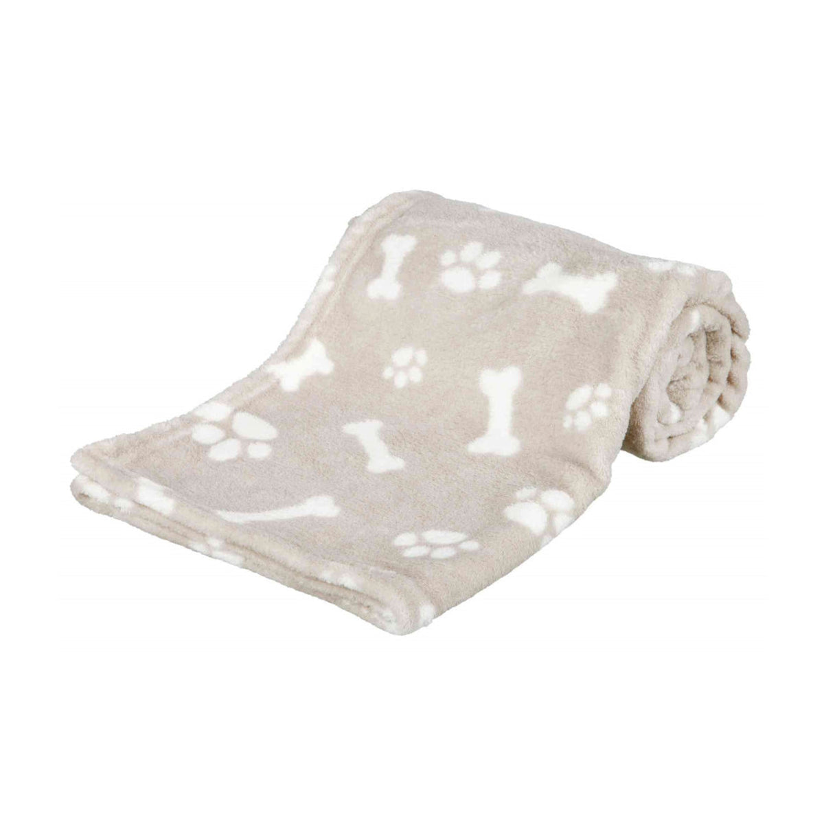 Hundeteppe Kenny i myk plysj, beige, på hvit bakgrunn