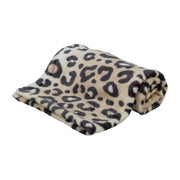 Hundeteppe Leo i softplysj med leopardmønster, krem leopard, på hvit bakgrunn