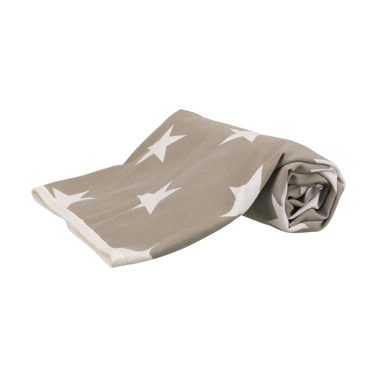Hundeteppe Stars, taupe og hvit, på hvit bakgrunn