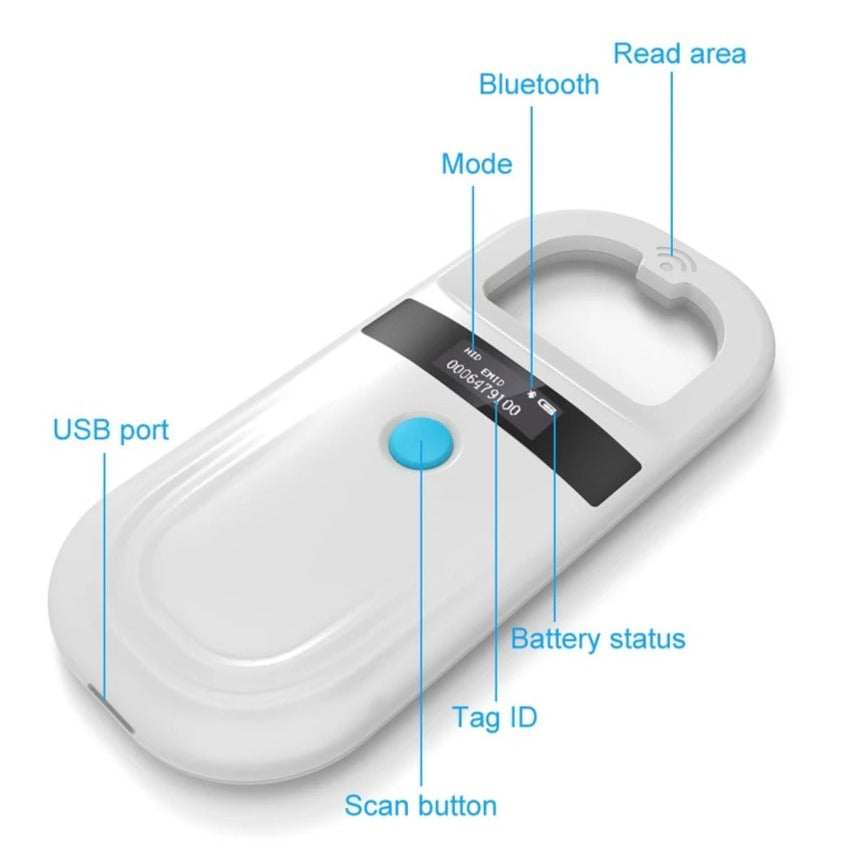 Chipleser blåtann RFID – Chip skanner for hund & katt