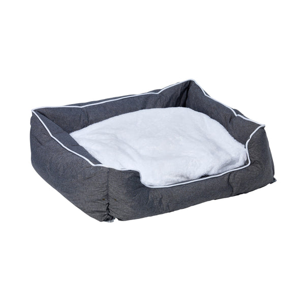 Buddy - rektangulær seng til hund grå/hvit