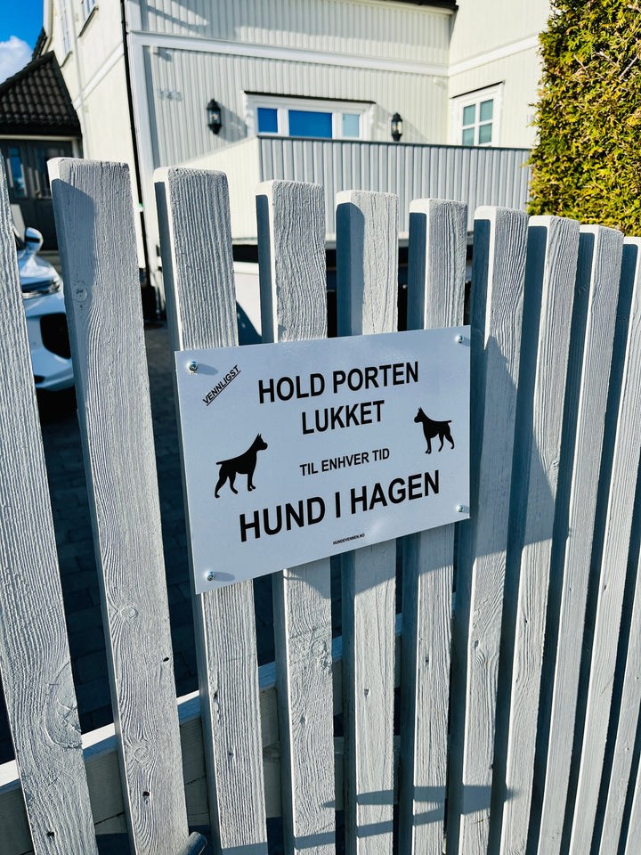 Lukk porten skilt- Hund i hagen - Hundevennen