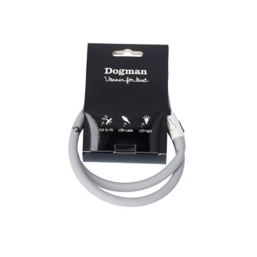 LED-ring til hund – USB-oppladbart silikonhalsbånd med rødt lys (Grå)