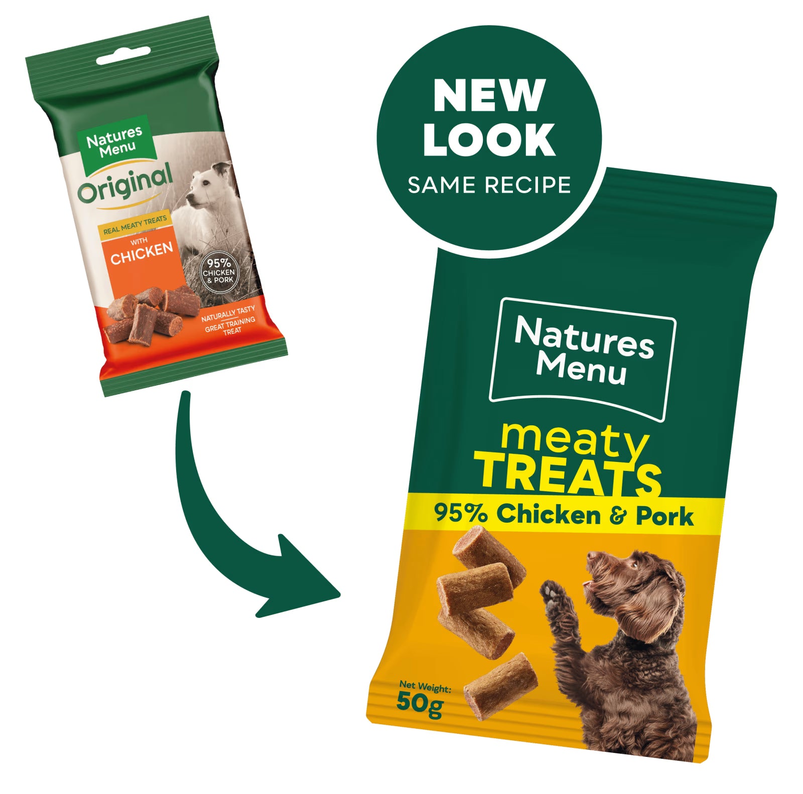 Natures Menu hundegodbiter med kylling og svin – 50 g