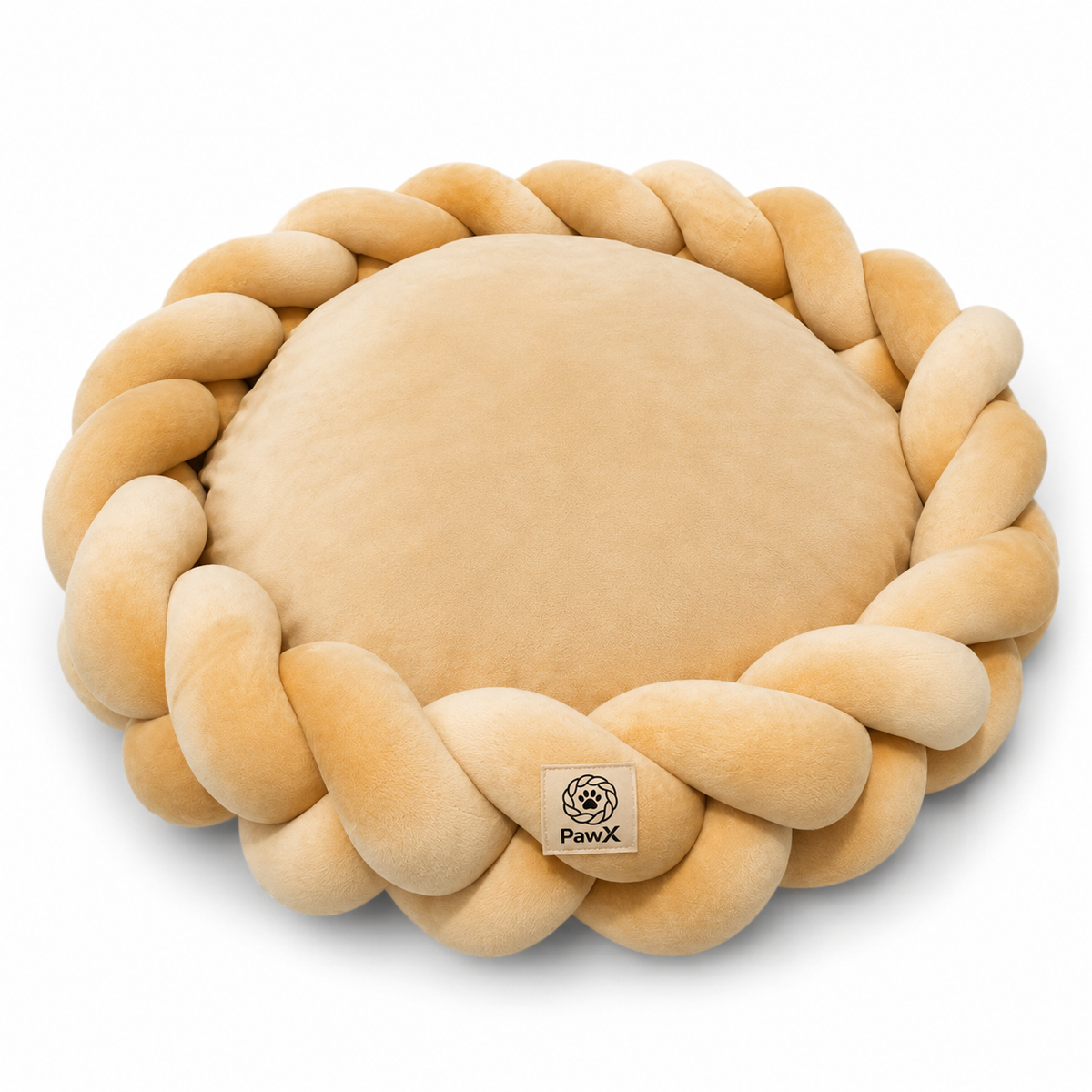 Flettet hundeseng i beige