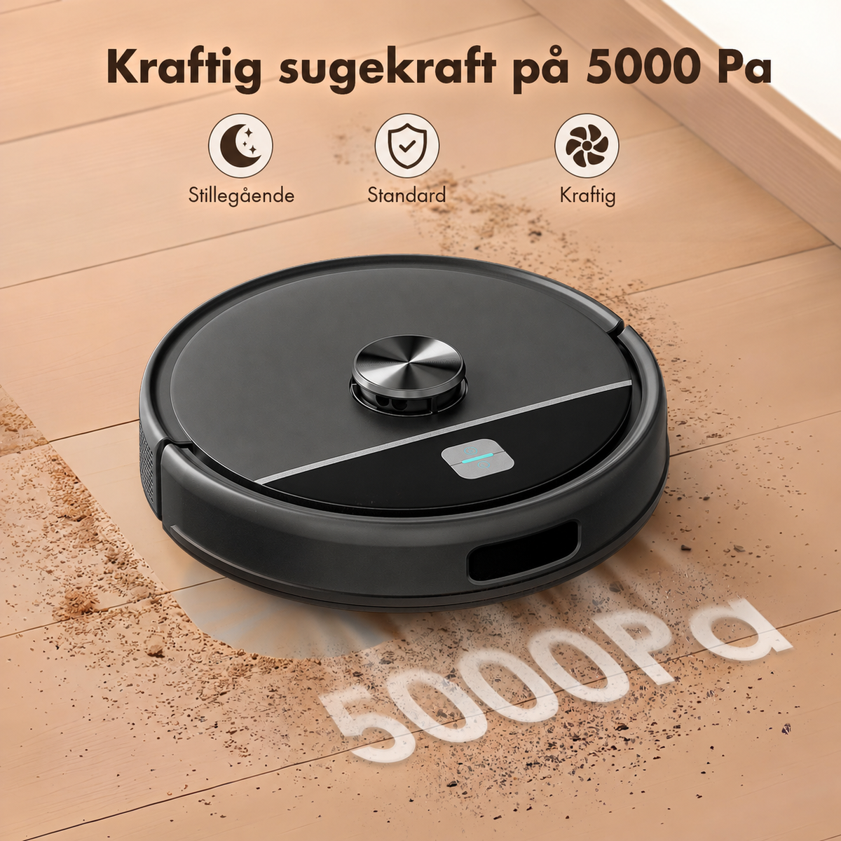 Robotstøvsuger med LiDAR og mopp – 5000 Pa