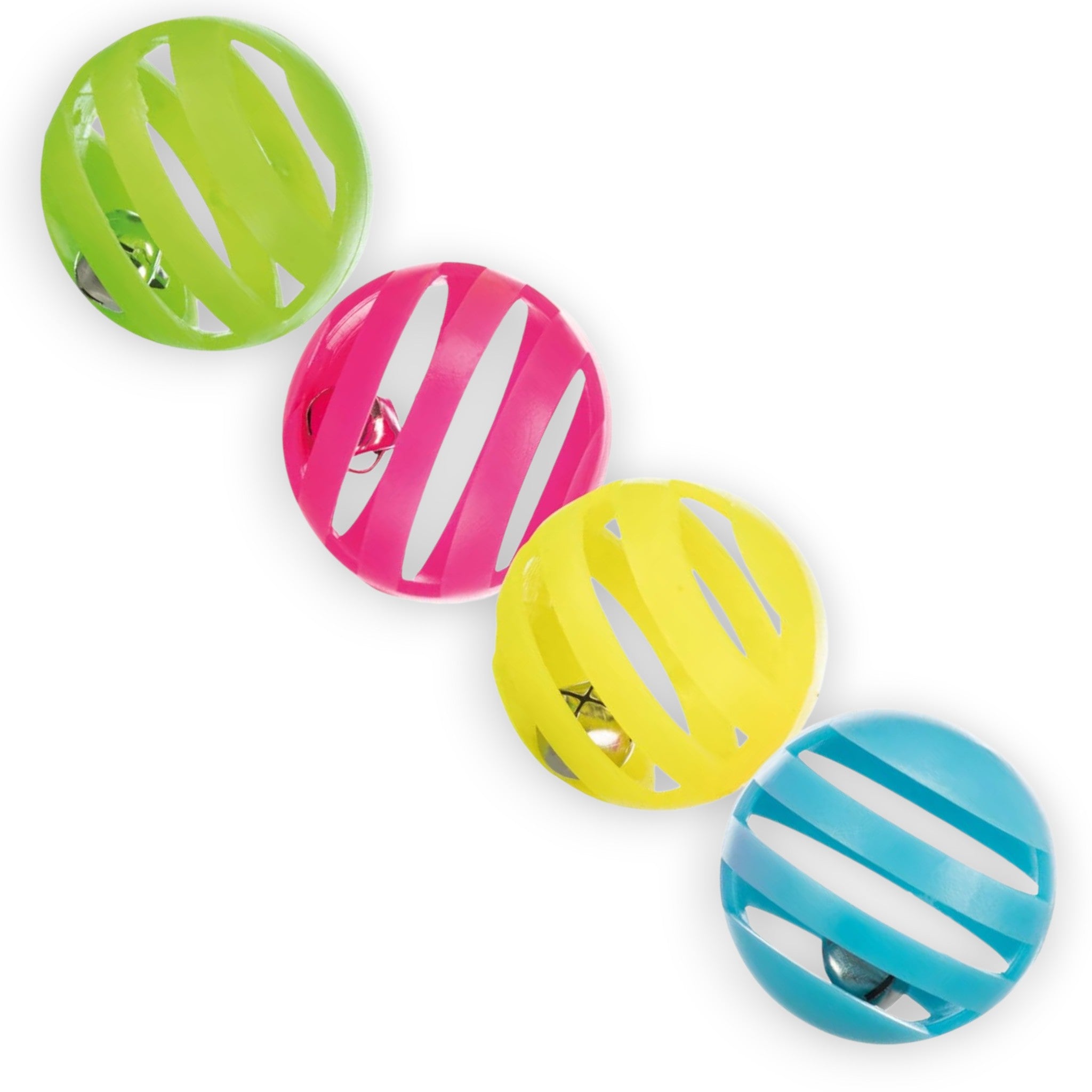 Skrangle Ball med Bjelle – Katteleke Ø4cm (4-pack)