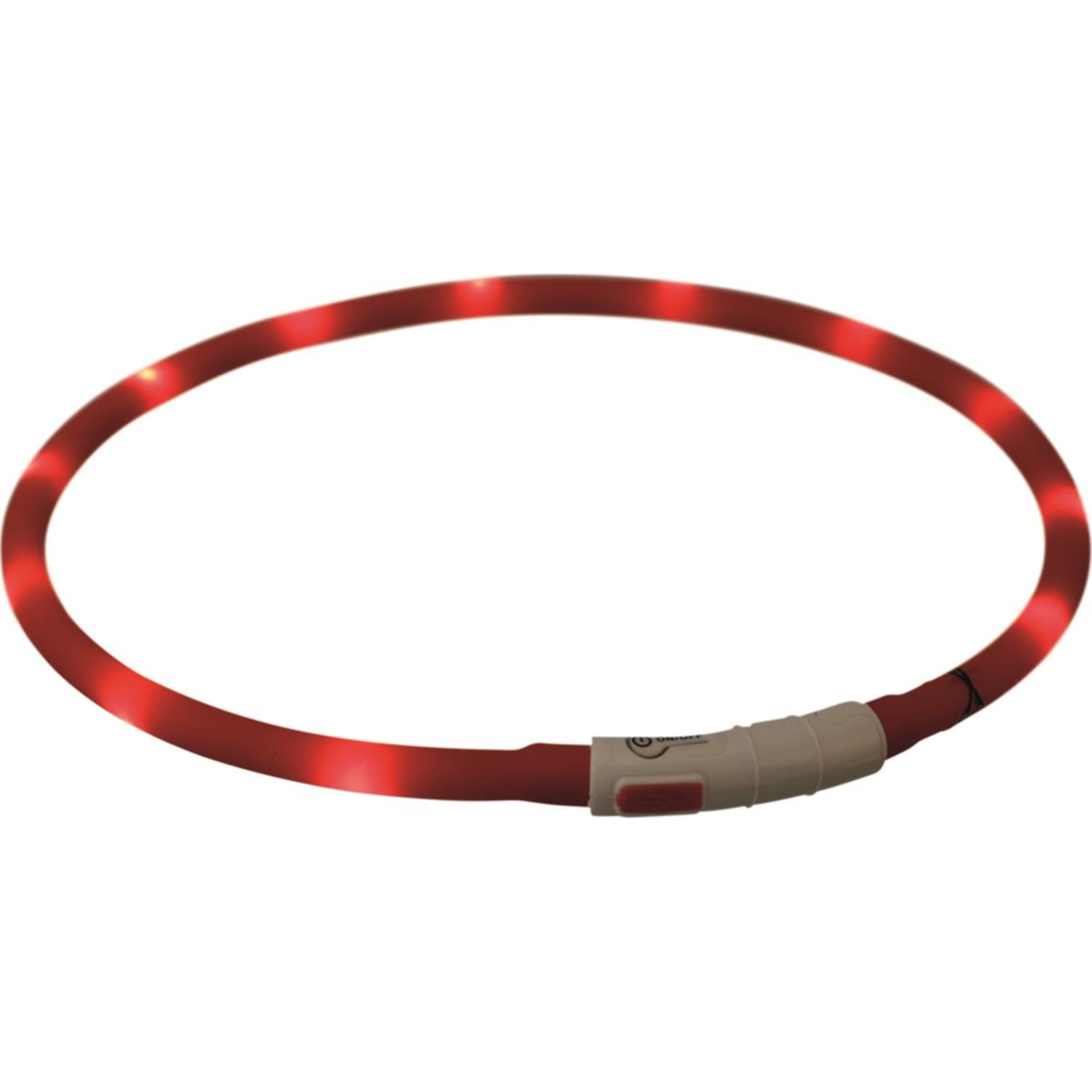 Lysende halsbånd silikon med USB lader 70 cm 10 mm (XS/XL) Rød