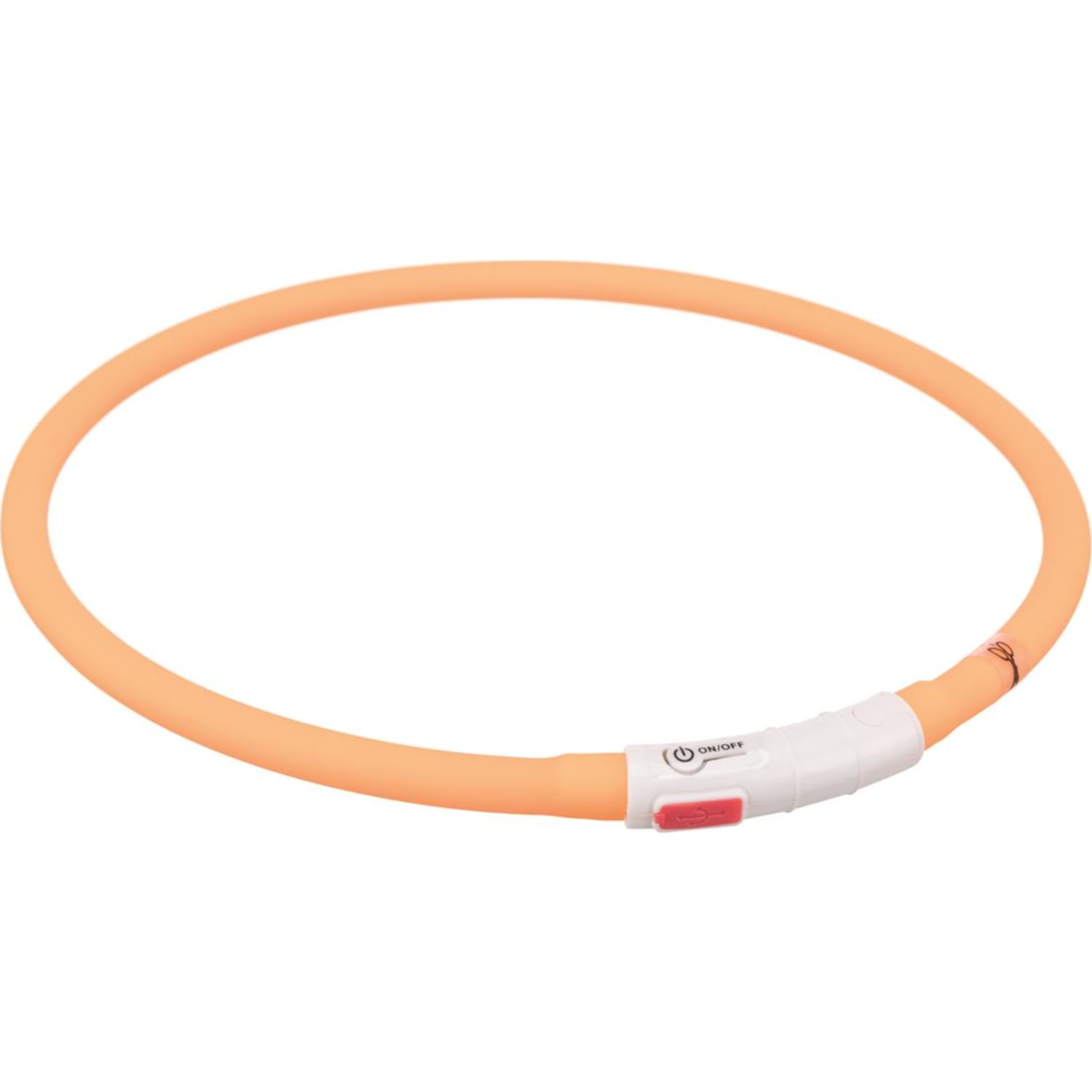 Lysende halsbånd silikon med USB lader 70 cm 10 mm (XS/XL) Oransje