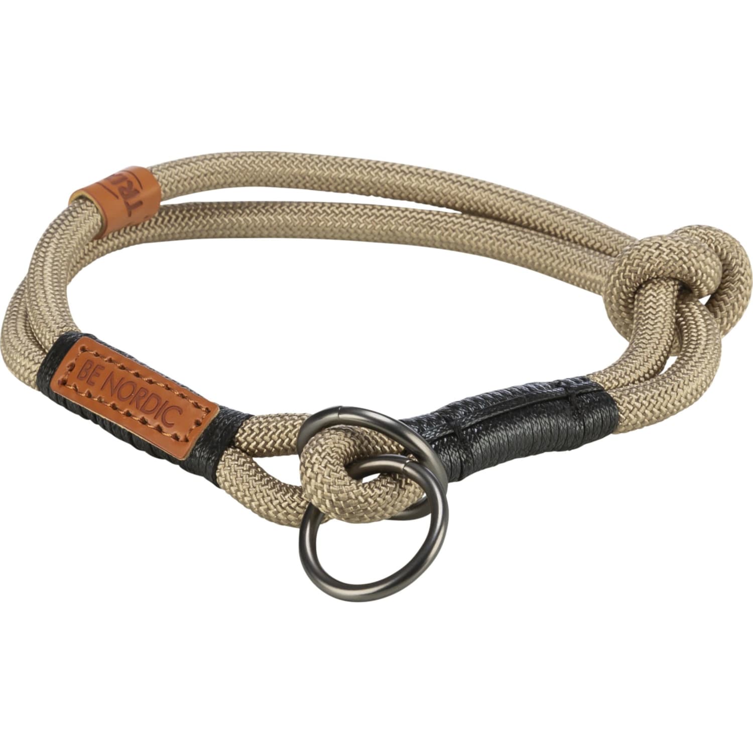 Halsbånd Be nordic nylon halvstrup 55 cm 13 mm (L/XL) Sand/Sort