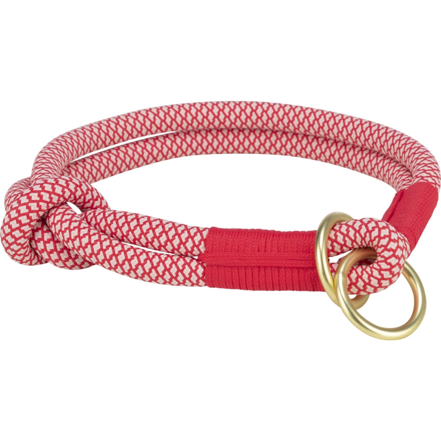 Halsbånd Soft Rope halvstrup 30 cm 6 mm (XS/S) Rød/Cream