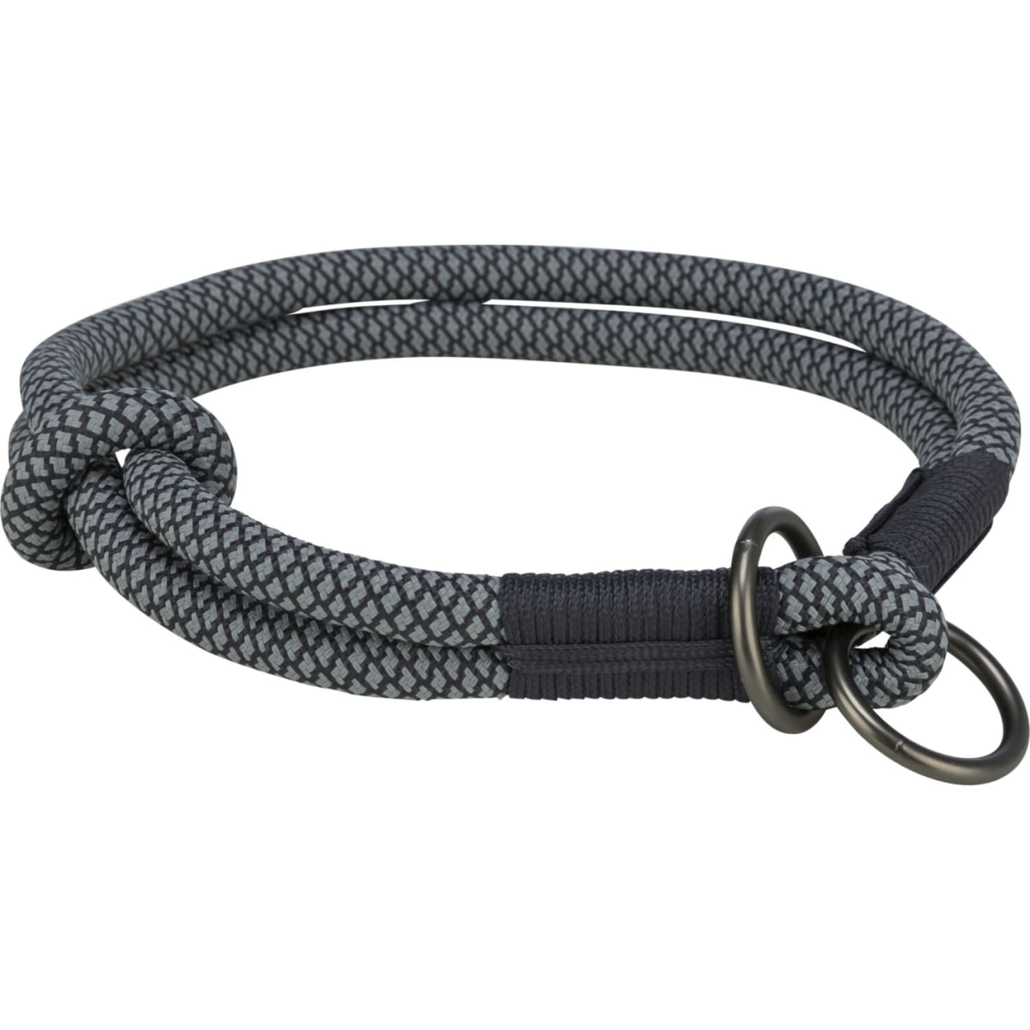 Halsbånd Soft Rope halvstrup 40 cm 10 mm (S/M) Sort/Grå