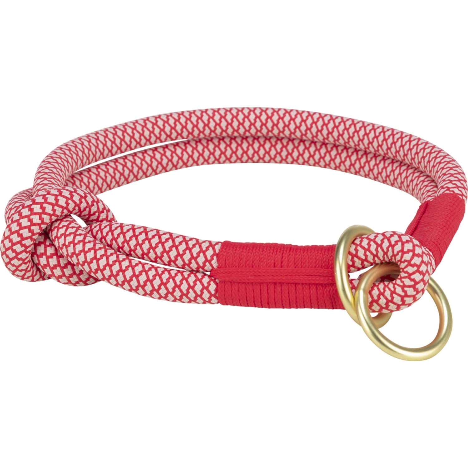 Halsbånd Soft Rope halvstrup 45 cm 10 mm (M) Rød/Cream