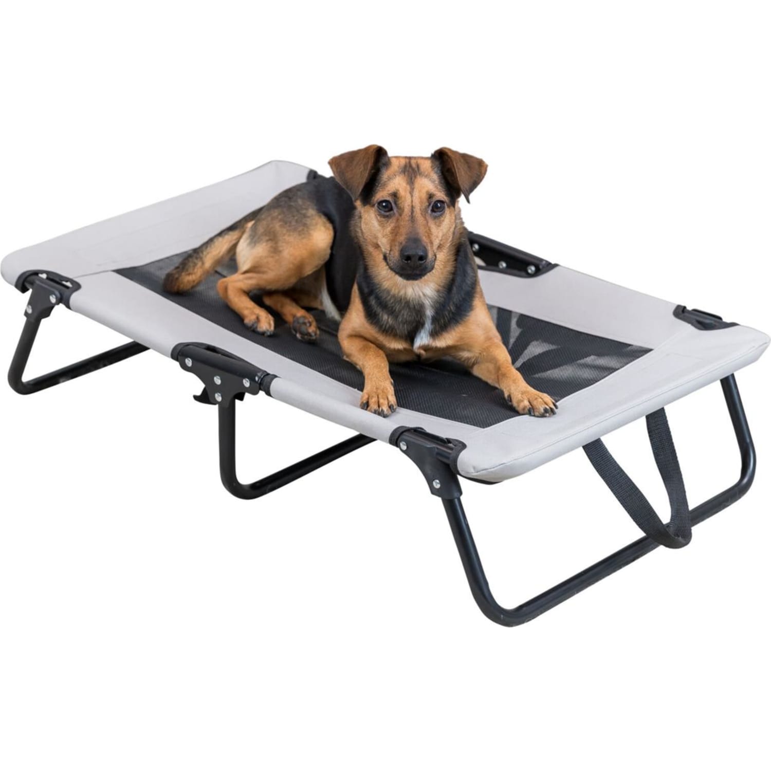 Hundeseng dog lounger med metallbein grå/sort 79 × 50 × 19 cm maks 15 kg