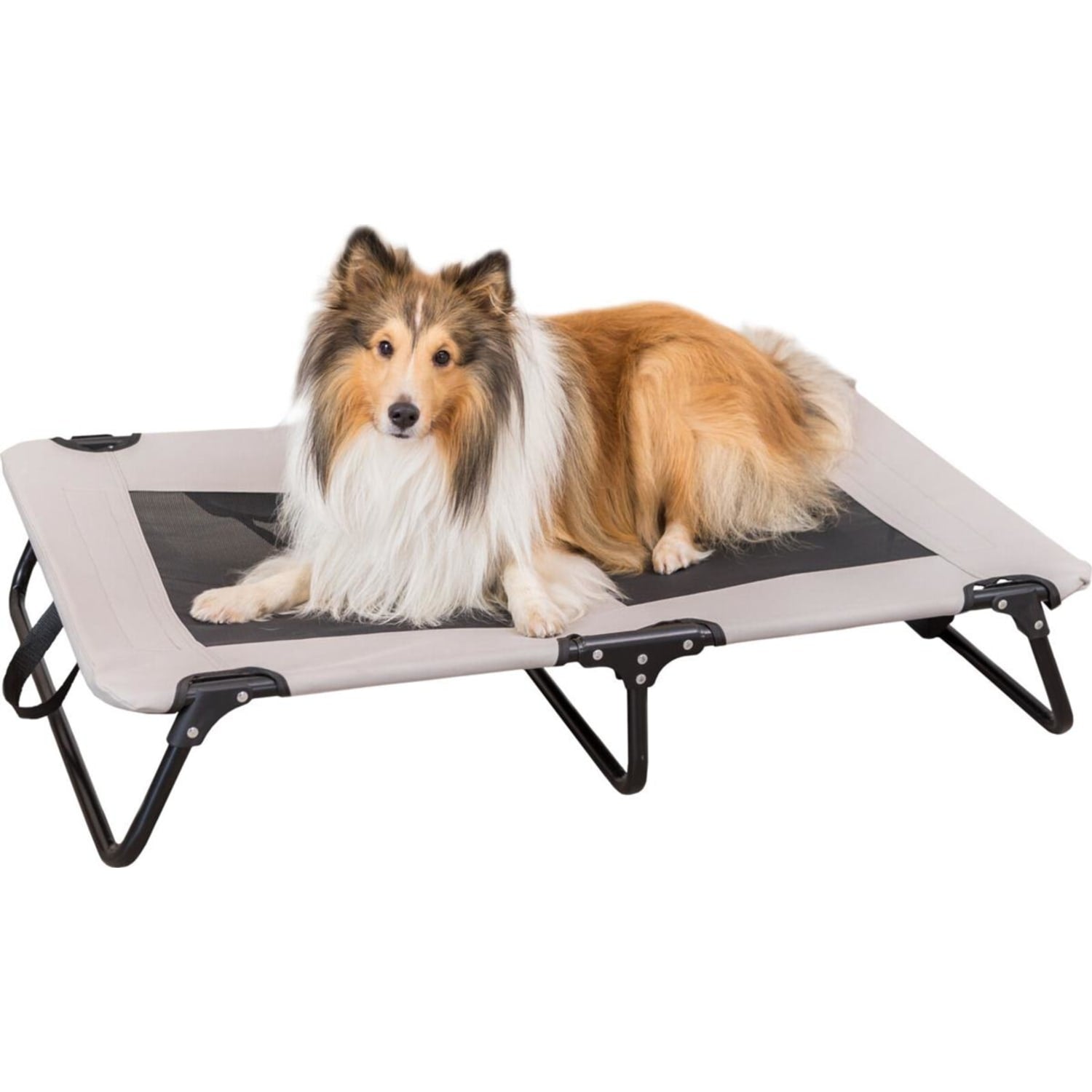 Hundeseng dog lounger med metallbein grå/sort 99 × 60 × 19 cm maks 25 kg