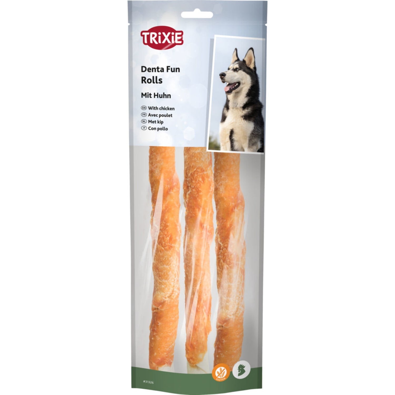 Trixie tyggerull natur med kyllingfilet 3 stk 28 cm 250 g