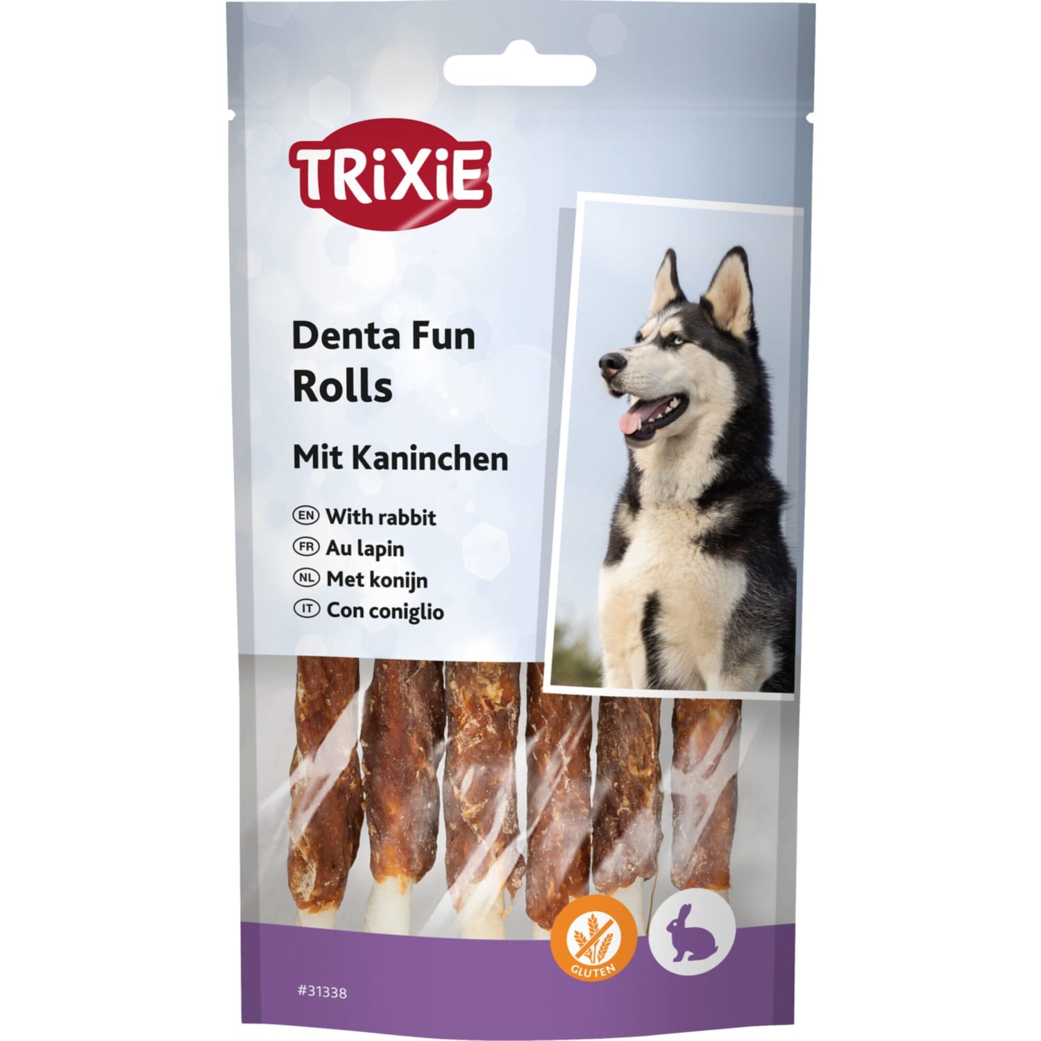 Trixie tyggerull natur med kanin 6 stk 12 cm 70 g