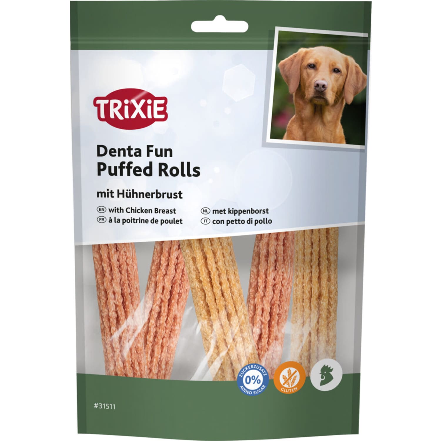 Trixie puffed rolls med kylling 12,5 cm/100 g