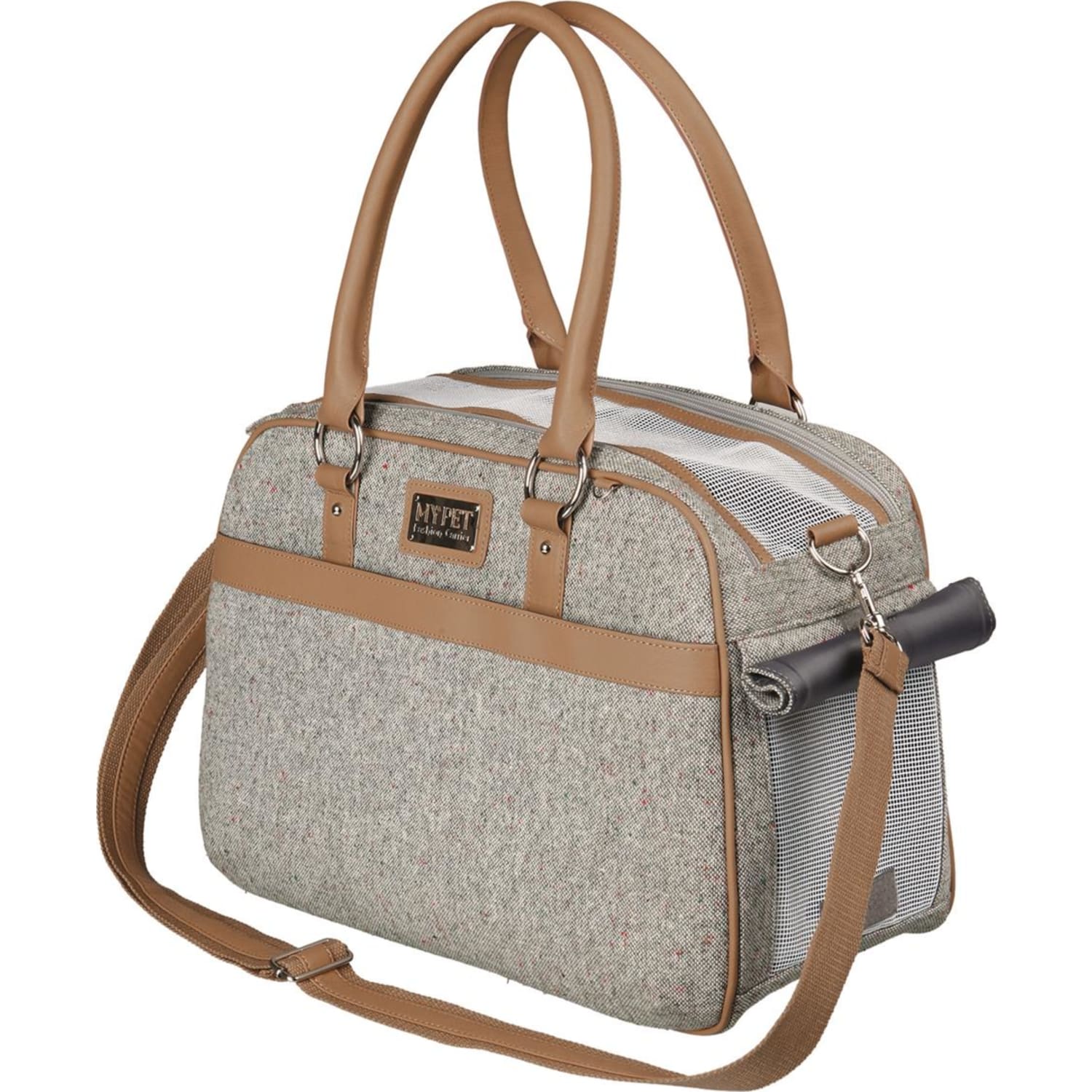 Transportveske helen 40 × 19 × 28 cm vevd lær grå