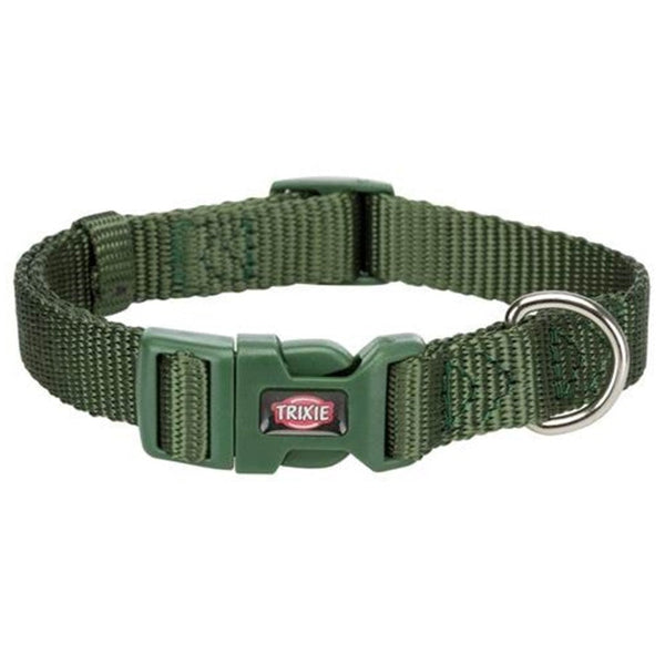 Trixie premium hundehalsbånd i skogsgrønn nylon, størrelse L-XL, justerbart og perfekt for voksende hunder
