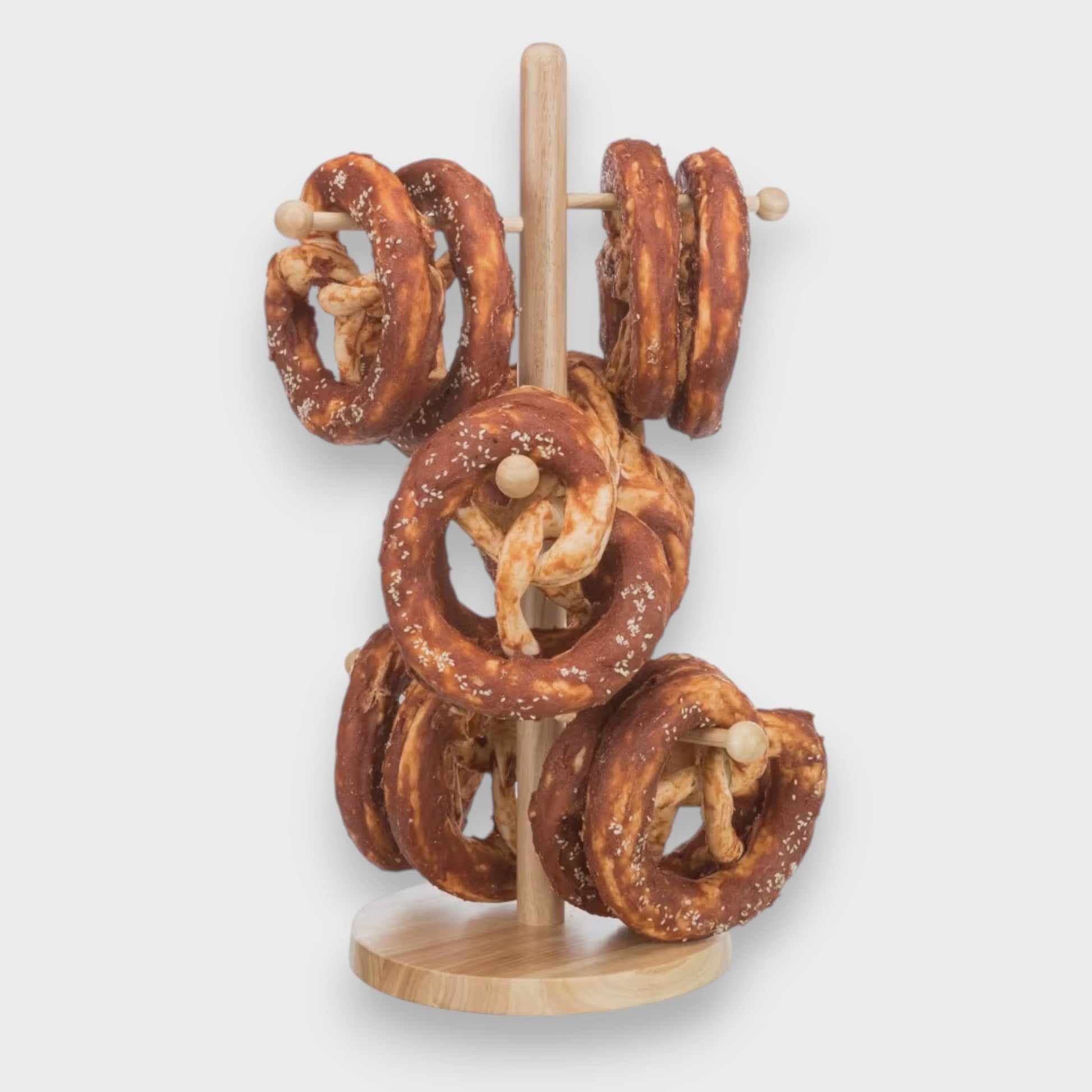 Stor tyggepretzel med and til hund, 15 cm og ca. 140 g, med ekstra tykk råhud