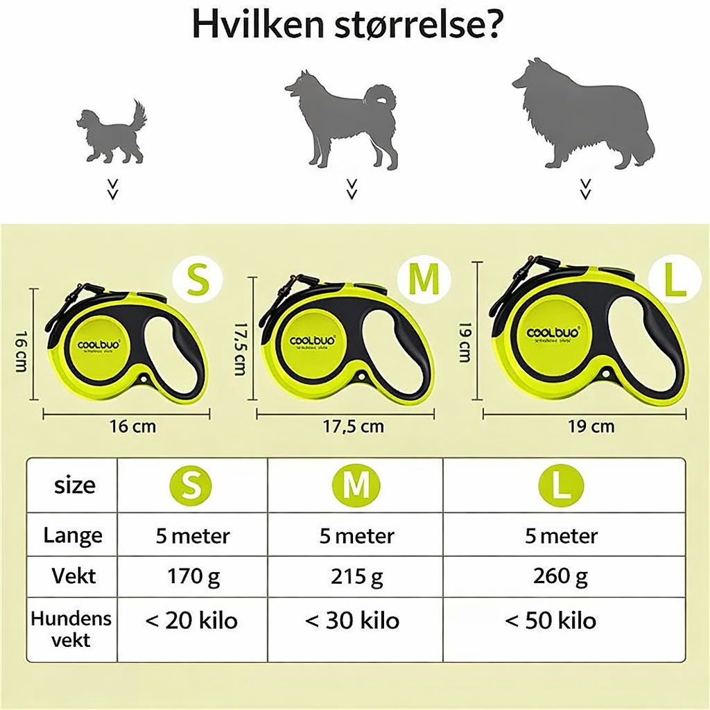Uttrekkbart hundebånd med refleks – 5 meter - COOLBUD™