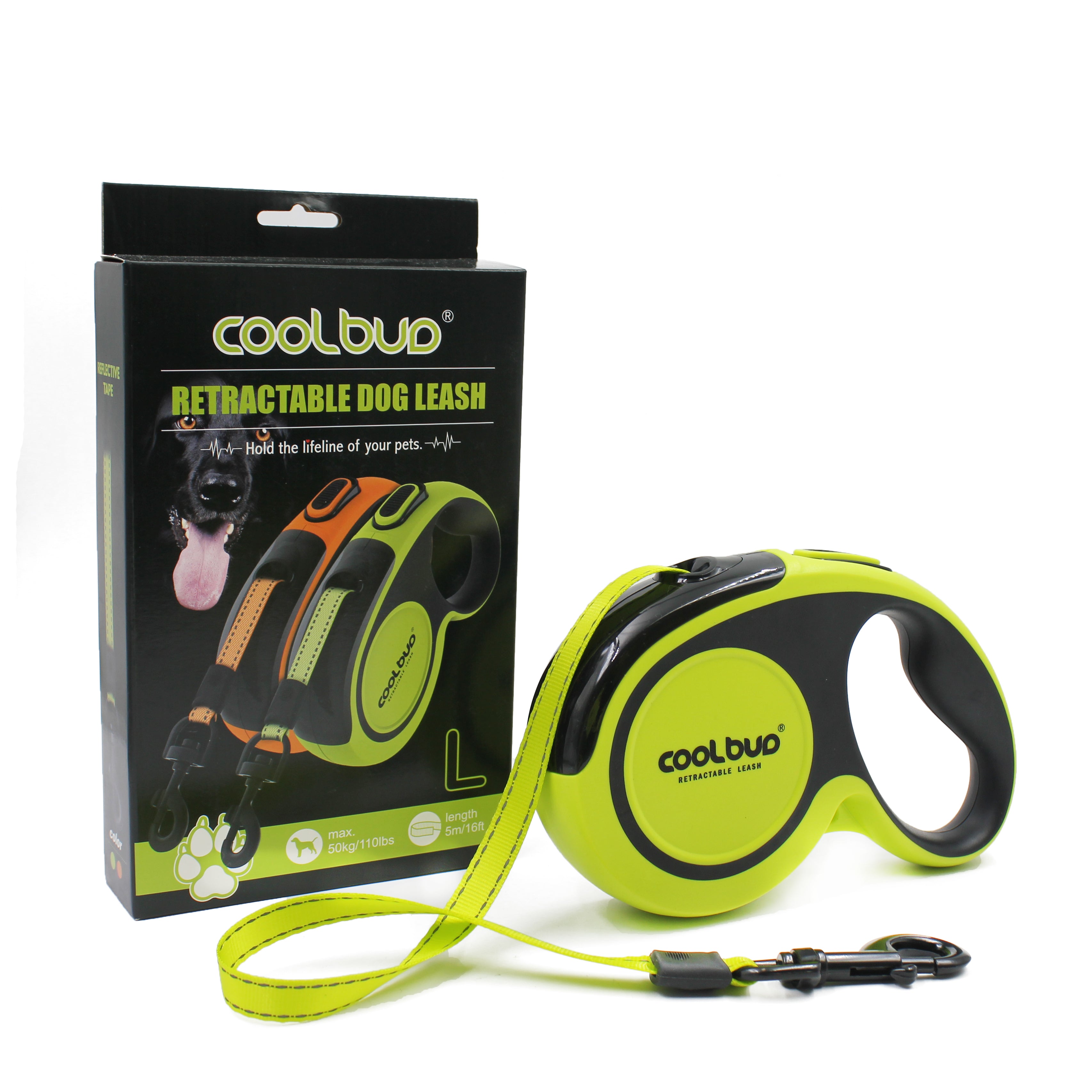 Uttrekkbart hundebånd med refleks – 5 meter - COOLBUD™