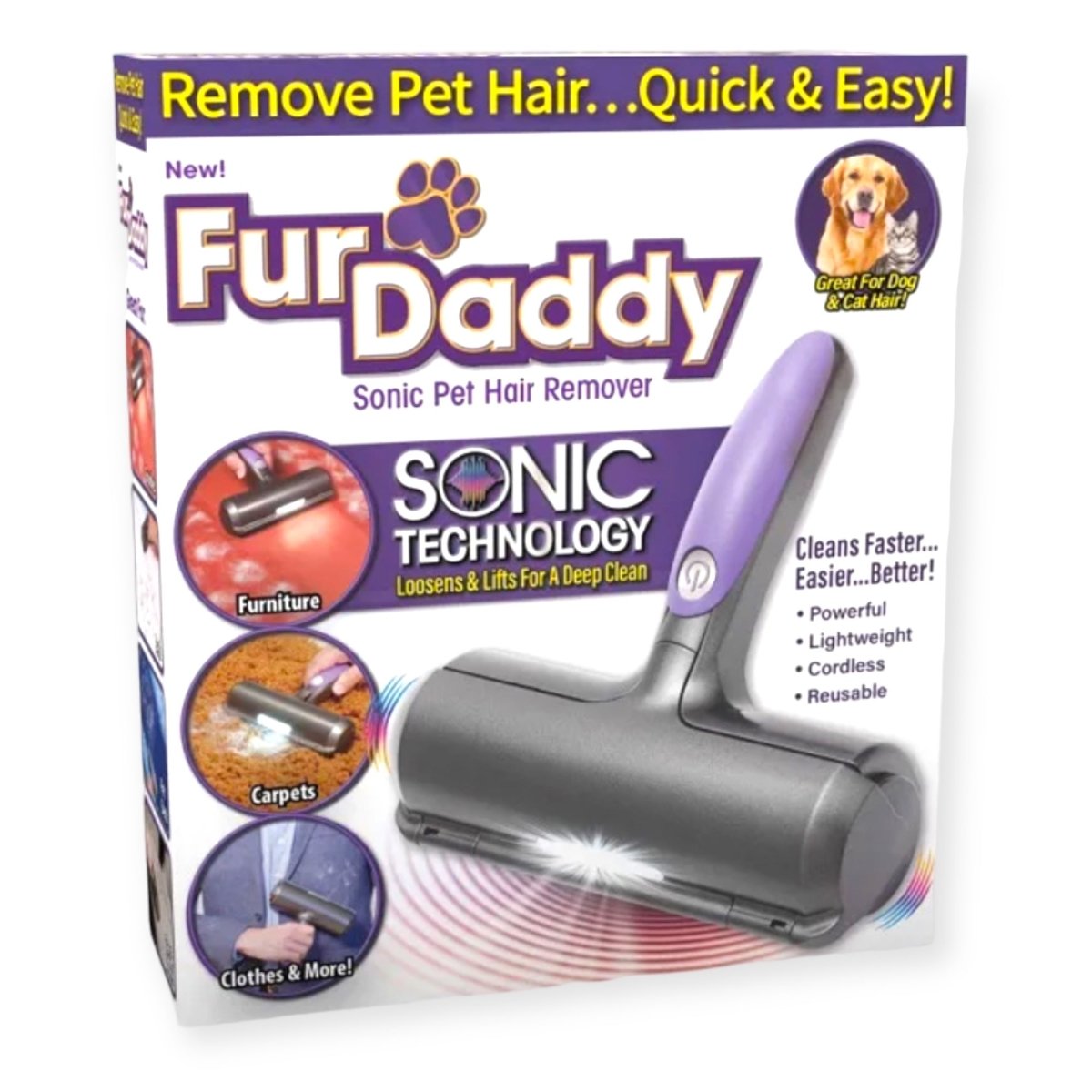 Fur Daddy - Hårfjerner for hundehår / kattehår med LED lys - Hundevennen